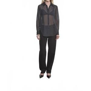 NEW ENZA COSTA cotton organza fitted shirt in black